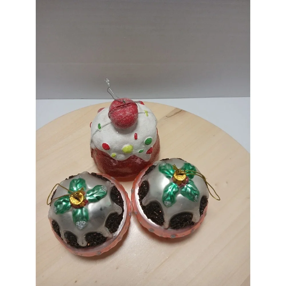 Bunt Cake And Gumdrop Plastic Christmas  Ornament Lot